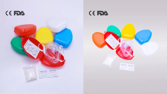 Medizinische Versorgung Erste-Hilfe-Einweg-CPR-Maske aus PVC für den Außenbereich, Gesichtsschutz-CPR-Maske mit Einwegventil